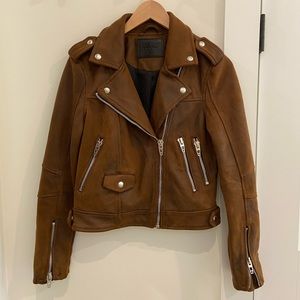 Blank NYC Suede Chestnut Leather Moto Jacket